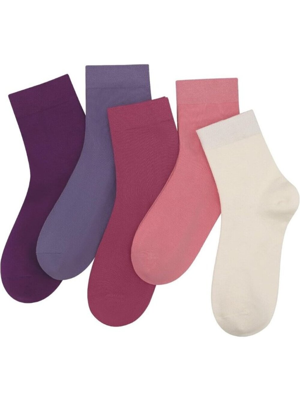 Women 5 Pairs Purple&pink Crew Thin Ankle Height Anti Odor Soft Ankle Socks